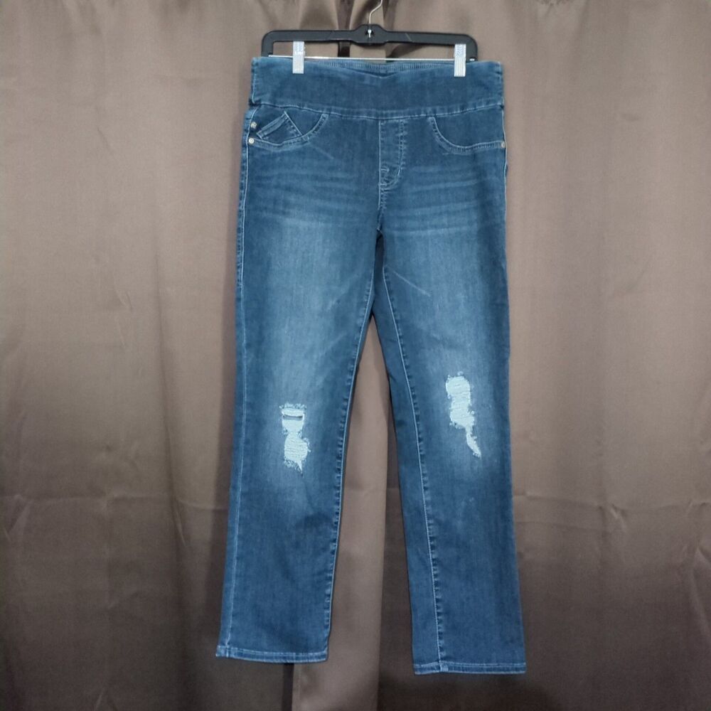 Rock & Republic Women's Blue Fever Pull-On Denim RX Slimming Size 12S Stretch